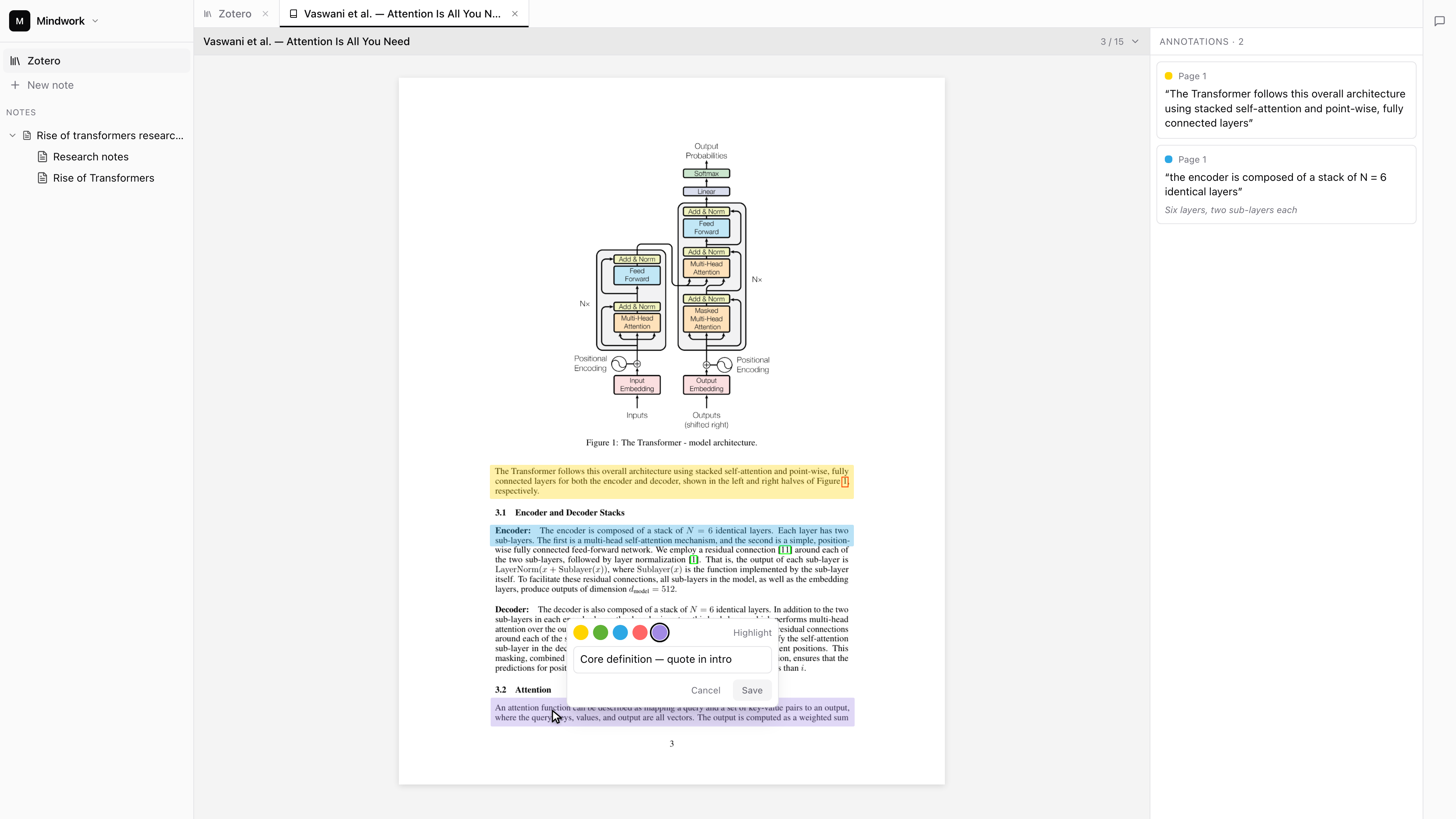 PDF reader with annotations