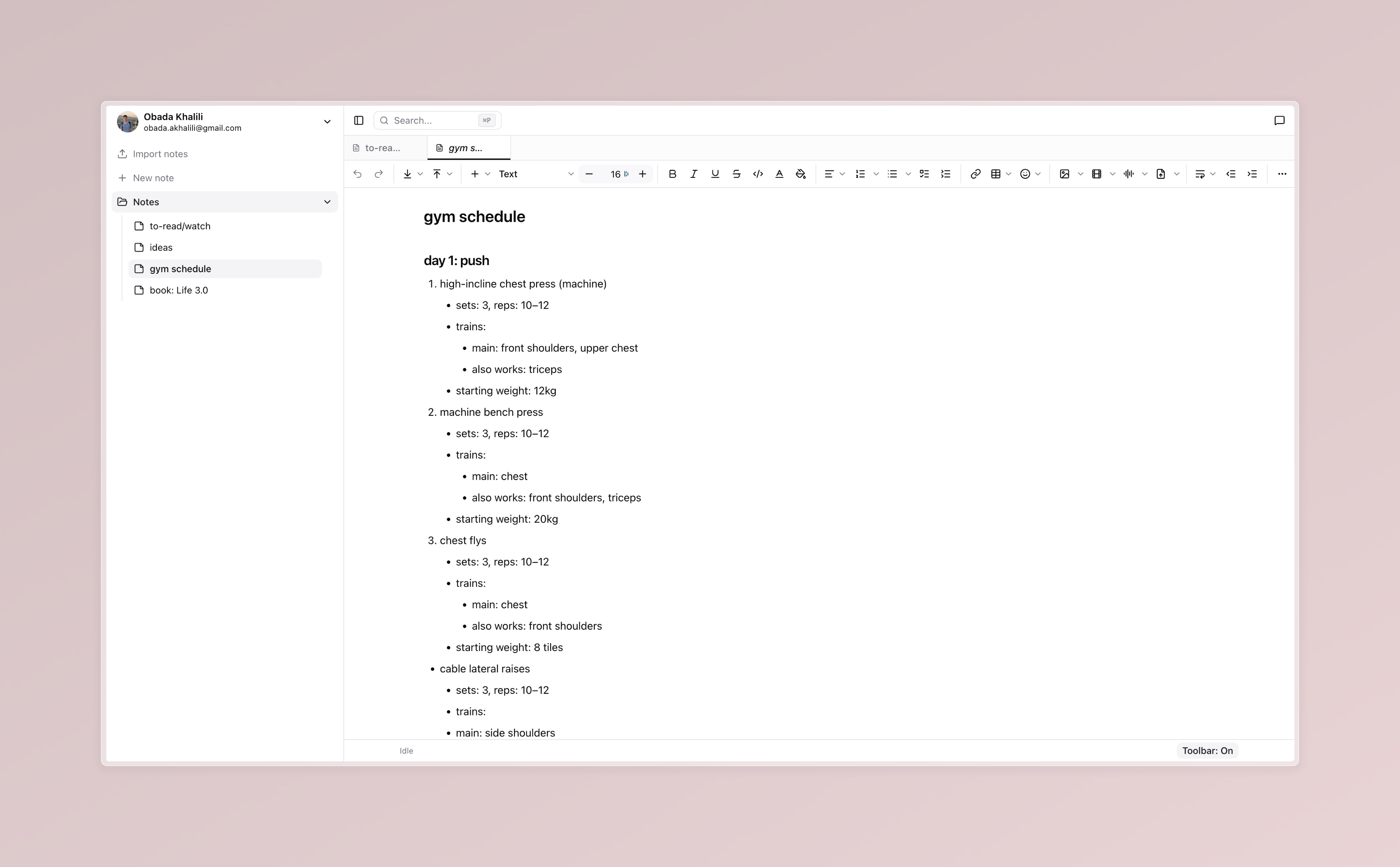 Open multiple notes in tabs